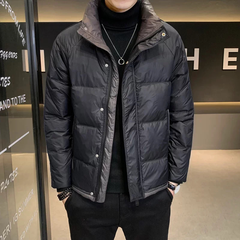 Lightweight down jacket for men in winter 2026. New trendy brand. V-neck short style winter coat. Thick outerwear. Trendy. - 图片 2
