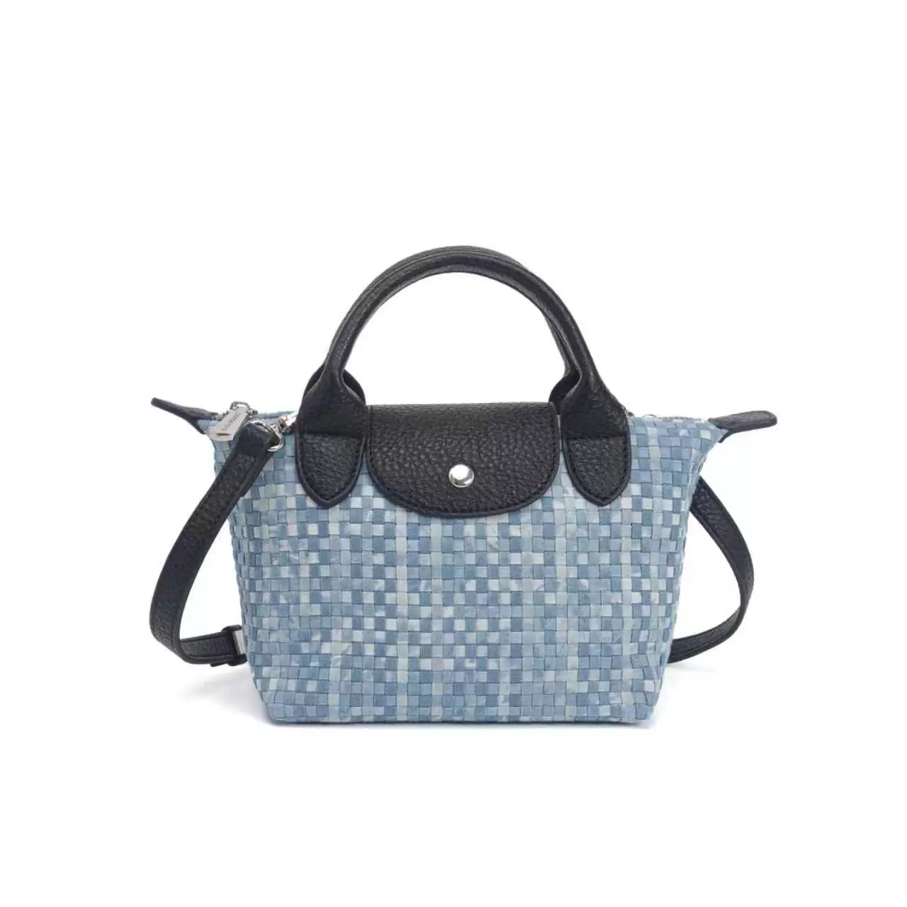 A versatile small-scale design lady bag with a shoulder strap. Denim blue color. - 图片 2